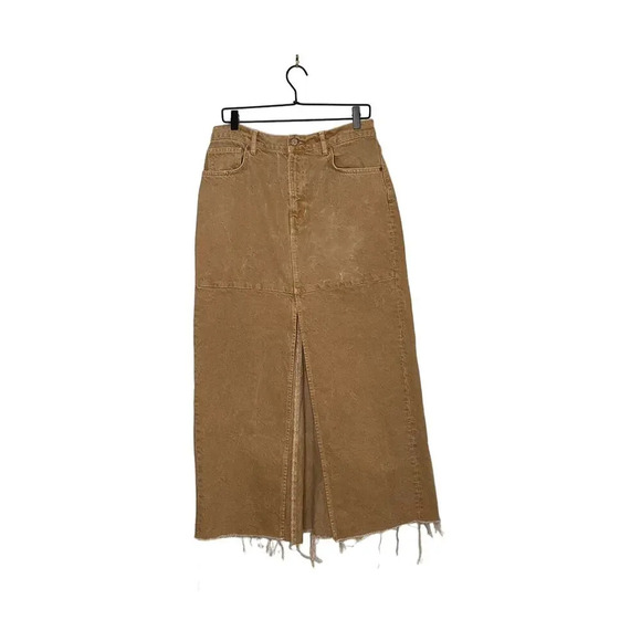 Reformation Tan Tazz Denim Maxi Skirt Size 29 - Picture 1 of 4